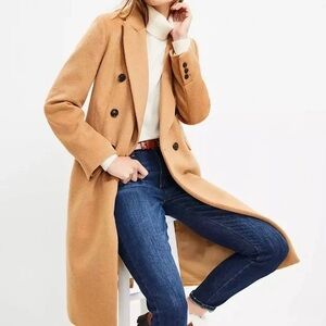 LOFT Double-Breasted Coat - Honey Glaze